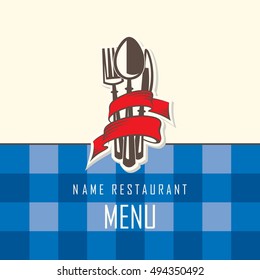 diseño del menú del restaurante con tenedor, cuchara y cuchillo
