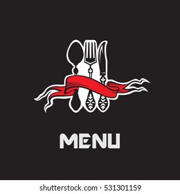 restaurant menu design with fork, spoon and knife