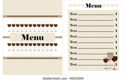 restaurant menu design with glass of wine