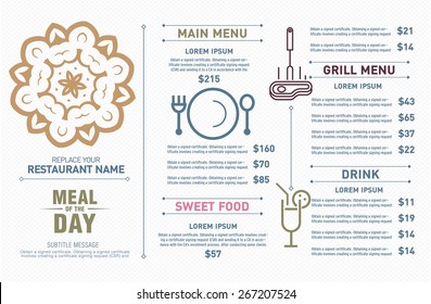 Restaurant menu design. Hipster style. free symbol design. 