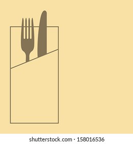 Restaurant menu design with knife, fork and napkin