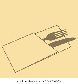 Restaurant menu design with knife, fork and napkin