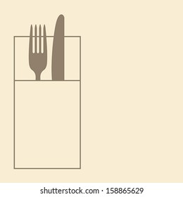 Restaurant menu design with knife, fork and napkin