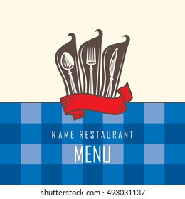 restaurant menu design with knife, spoon and fork