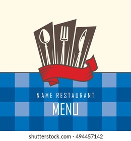 restaurant menu design with knife, spoon and fork