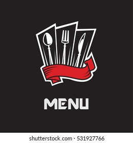 restaurant menu design with knife, spoon and fork