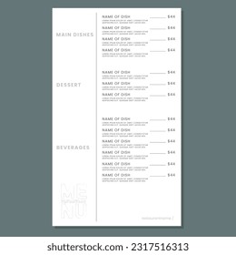 Diseño de menú de restaurante y plantilla de folleto de vector de etiqueta. Ilustración de horquilla y decoración de adorno.