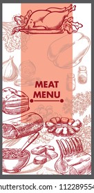 Restaurant menu design. Meat food