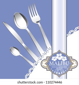 Restaurant menu design on blue background. Vector. Grouped for easy editing.