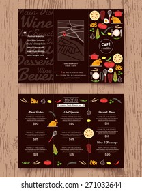 Restaurant Menu Design Pamphlet Vector Template In A4 Size Tri Fold 