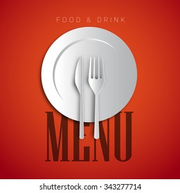 Restaurant Menu Design Papercut Knife Fork Stock Vector (Royalty Free ...