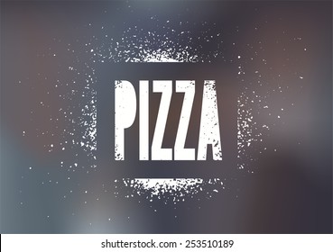 Restaurant menu design for pizza. Poster for pizzeria with blurry background. Vector illustration.