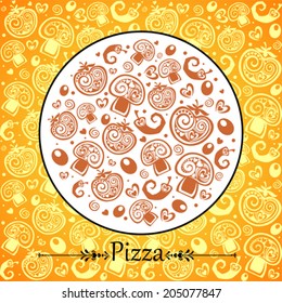 Restaurant menu design. Pizza. Vector illustration 