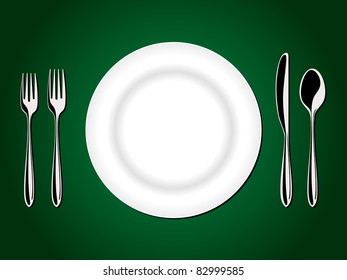 Restaurant menu design: place setting - fork, knife, spoon