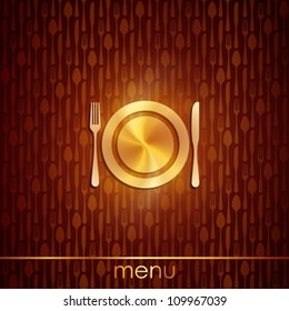 restaurant menu design with plate, fork and knife