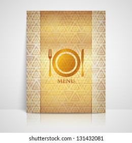 restaurant menu design with plate, fork and knife