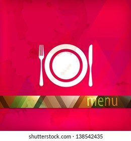 restaurant menu design with plate, fork and knife