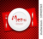 restaurant menu design with plate and silverware
