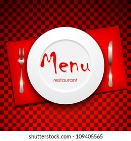 restaurant menu design with plate and silverware