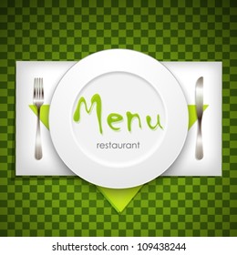 restaurant menu design with plate and silverware