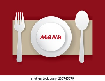 restaurant menu design with plate and silverware