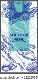  Restaurant menu design. Sea food