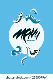 Restaurant menu design for seafood. Vector illustration.