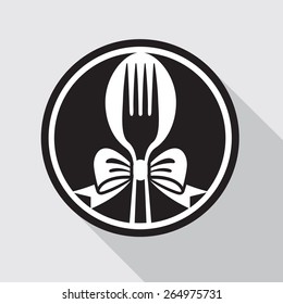 restaurant menu design with spoon, fork and bow
