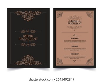 Restaurant Menu Design with Swirls and Floral
