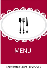 restaurant menu design with table utensil , vector