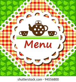 Restaurant menu design. Tea cup. Vector illustration.