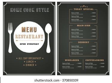 Restaurant Menu Design Template Layout Logo Stock Vector (Royalty Free ...