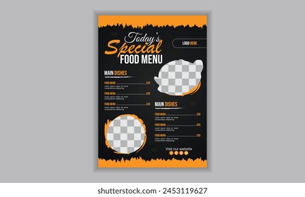 Restaurant menu design template or food flyer design a4 size.