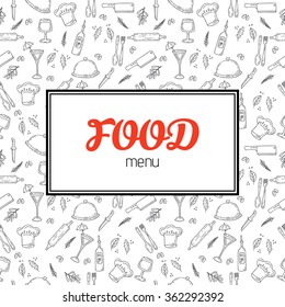 Restaurant menu design. Menu template with hand drawn background. Vector illustration