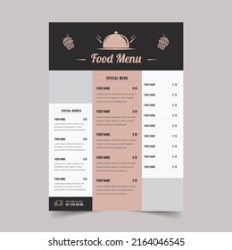 Restaurant Menu Design Template layout Vintage style