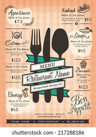 Restaurant Menu Design Template Layout