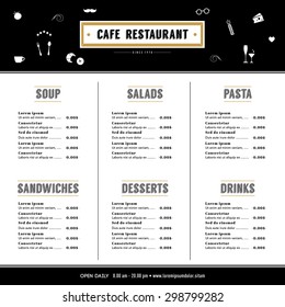 Restaurant Menu Design Template layout with text graphic elements Hipster style 