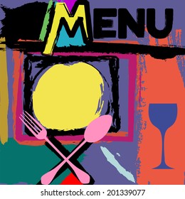 restaurant menu design template, with strokes and splashes