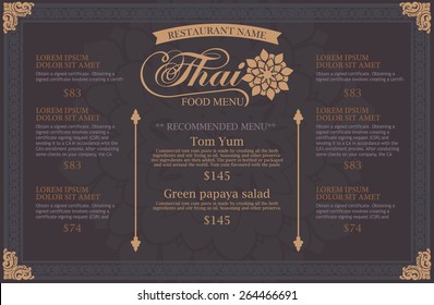 restaurant menu design. thai art
