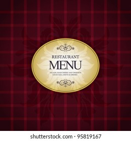 Restaurant menu design, with trendy plaid background