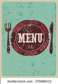 Restaurant menu design. Typographical retro poster. Vector illustration.