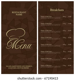 Restaurant menu design. Vector