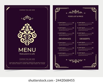 Restaurant menu design and vector brochure template