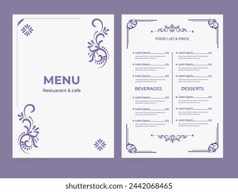 Diseño de menú de restaurante y plantilla de folleto vectorial