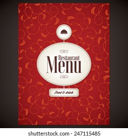 Diseño de la carta del restaurante. Plantilla de folleto del menú vector para café, café, restaurante, bar. Diseño de símbolos de logotipo de alimentos y bebidas