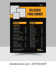 Restaurant Menu design, Vector brochure template for cafe, coffee house, restaurant, bar. Food and drinks logotype symbol design