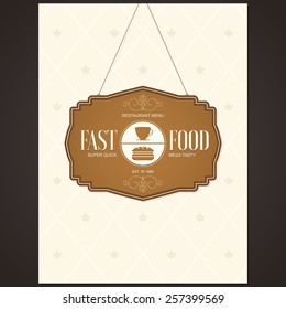 Restaurant menu design. Vector menu brochure template for cafe, coffee house, restaurant, bar. Food and drinks logotype symbol design