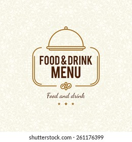 Restaurant menu design. Vector menu brochure template for cafe, coffee house, restaurant, bar. Food and drinks logotype symbol design