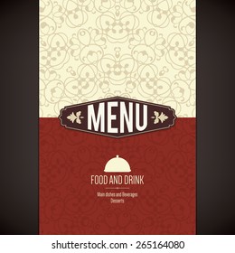 Restaurant menu design. Vector menu brochure template for cafe, coffee house, restaurant, bar. Food and drinks logotype symbol design