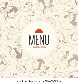 Restaurant menu design. Vector brochure template for cafe, coffee house, restaurant, bar. Food and drinks logotype symbol design. Vintage background